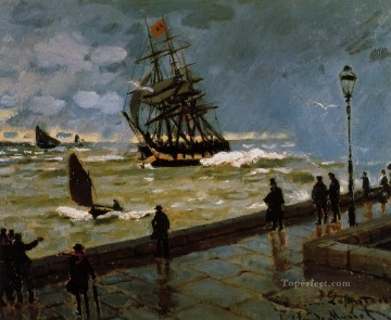 The Jetty of Le Havre in Rough Westher II Claude Monet Oil Paintings